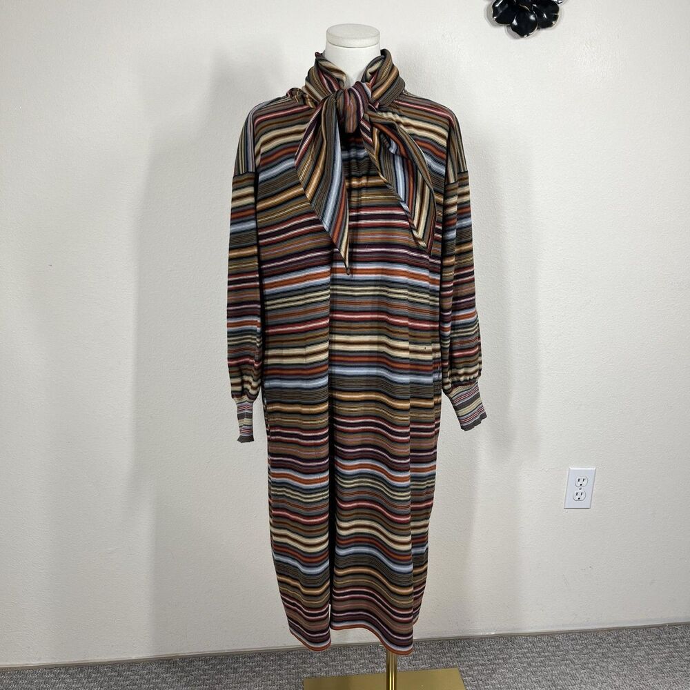 Vintage Missoni Dress Womens Small Striped Wool Sweater Midi Shawl 70s Boho